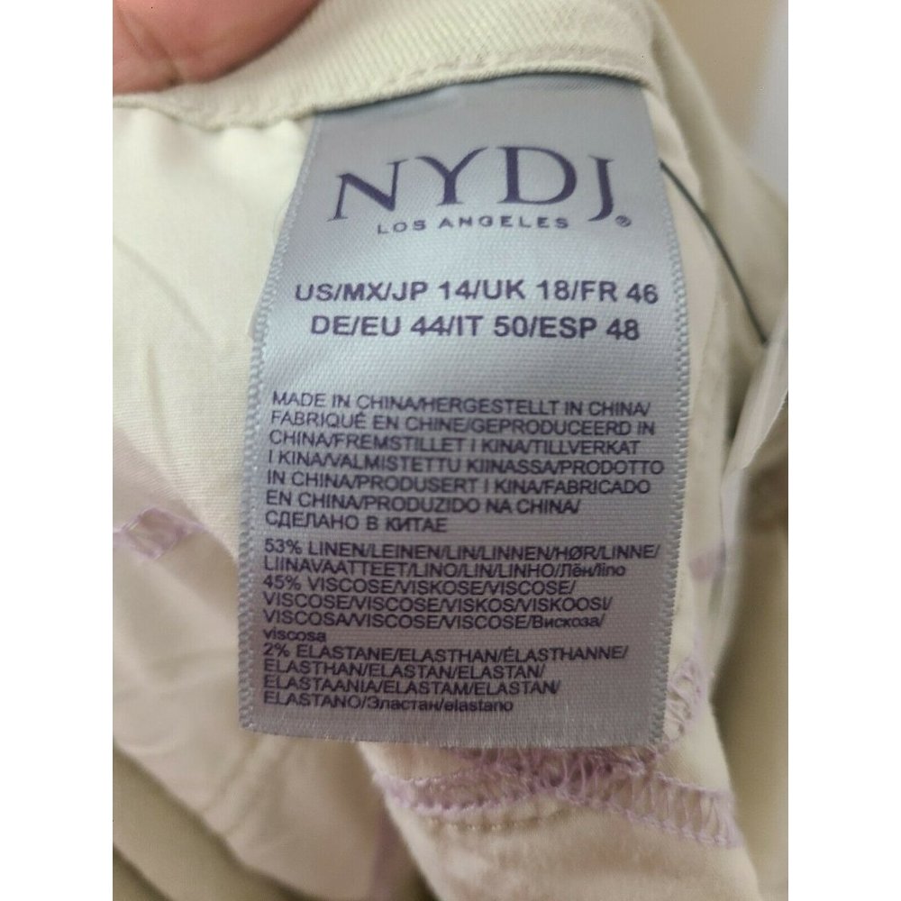 NYDJ Beige Linen Blend Slimming Fit Wide Leg Pants Plus Size 14 - Picture 7 of 7